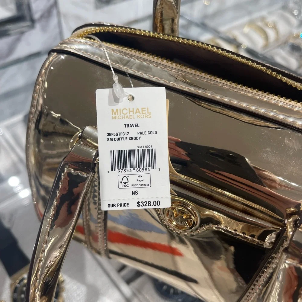 MICHAEL KORS Jet Set Small Metallic Convertible Crossbody Duffle Xbody
Pale Gold - Picture 8 of 16